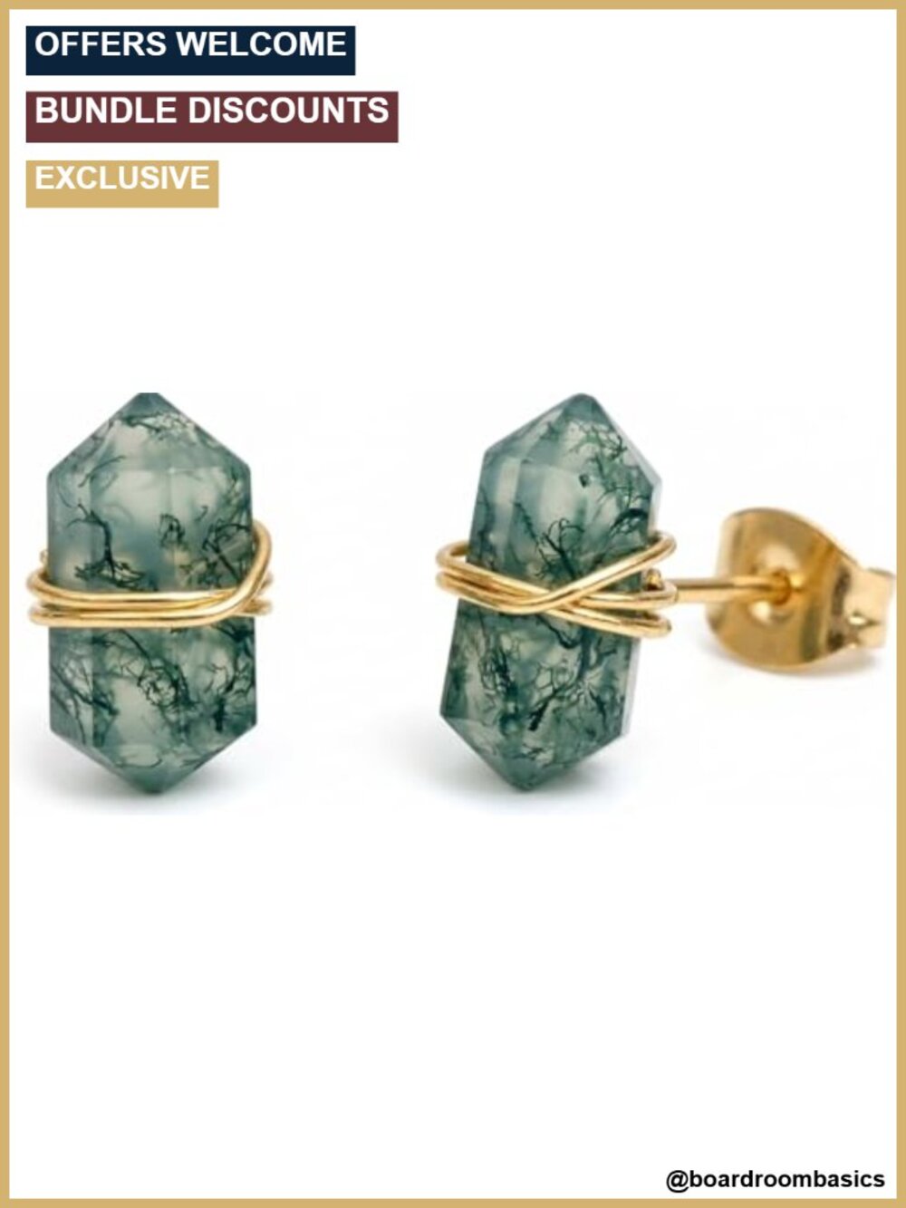 Natural Gemstone Point Stud Earrings 14k Gold Plated Minimalist Gift